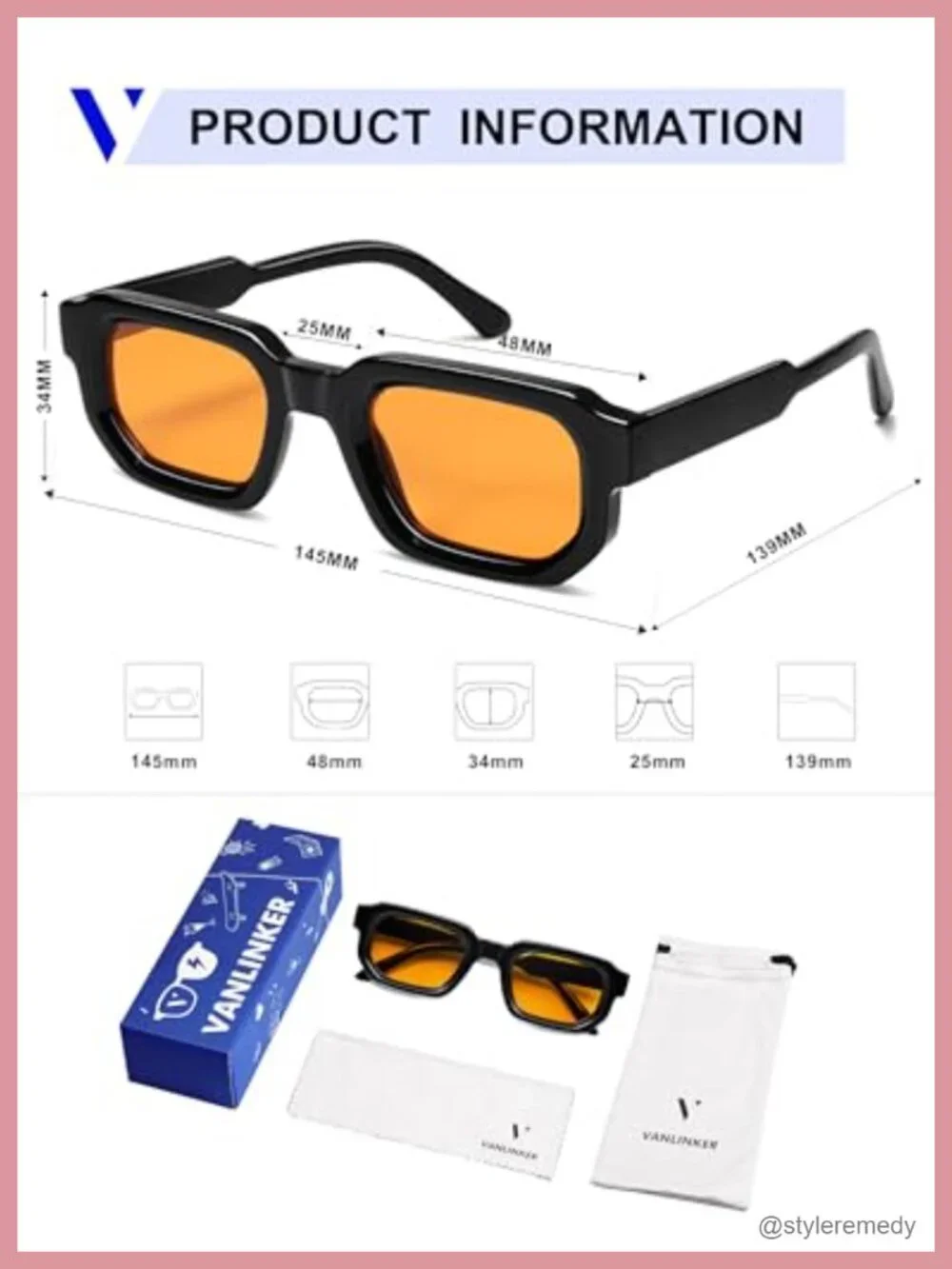 Retro Chunky Rectangle Sunglasses with UV400 Protection, Lightweight Plastic